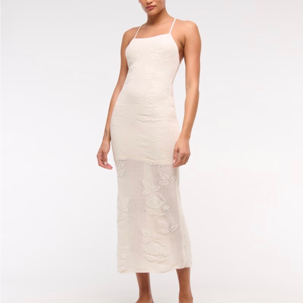 Abercrombie Cream Crochet-Style Maxi Dress